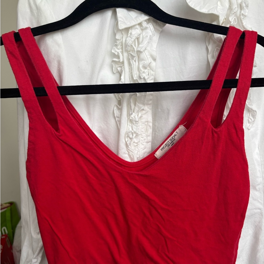 Project Social T Red Crop Top with Cut Out Straps
